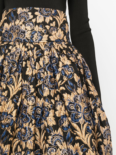 Shop Rochas Floral-jacquard Maxi Skirt In Schwarz