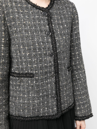 Shop B+ab Checked Tweed Button-up Jacket In Grau