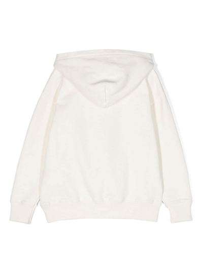 Shop Off-white Logo-print Cotton Hoodie In Nude