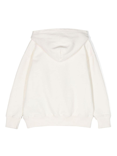 Off-white Logo Cotton Jersey Hoodie In Nude
