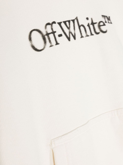 Off-white Logo Cotton Jersey Hoodie In Nude