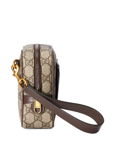 Shop Gucci Ophidia Logo-print Clutch Bag In Braun