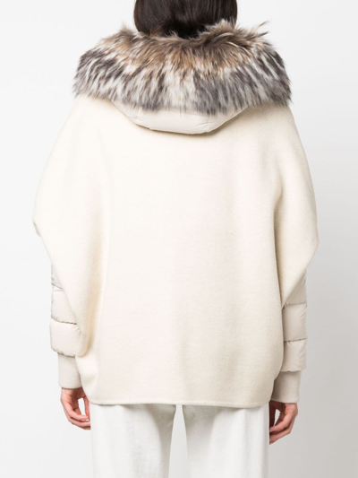 Shop Moorer Layered Shearling-collar Puffer Jacket In Neutrals