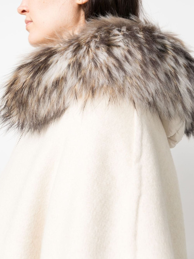 Shop Moorer Layered Shearling-collar Puffer Jacket In Neutrals