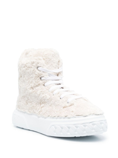 Casadei Textured High-neck Sneakers In Weiss