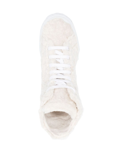 Shop Casadei Textured High-neck Sneakers In Weiss