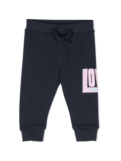 Shop Dsquared2 Logo-print Cotton Track Trousers In Blue