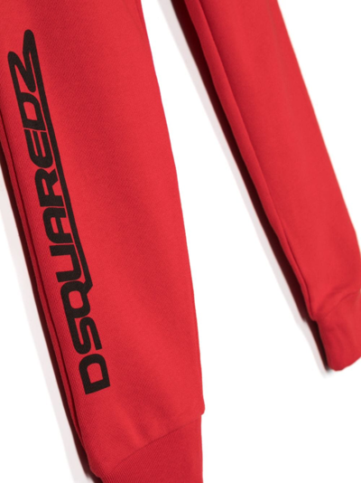 Shop Dsquared2 Logo-print Cotton Track Pants In Red