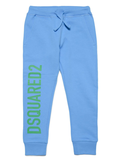 Shop Dsquared2 Logo-print Drawstring Track Pants In Blue