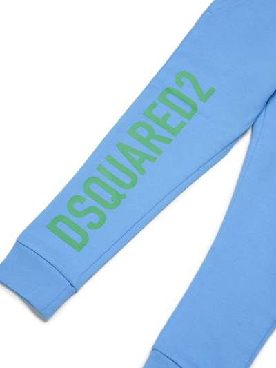 Shop Dsquared2 Logo-print Drawstring Track Pants In Blue