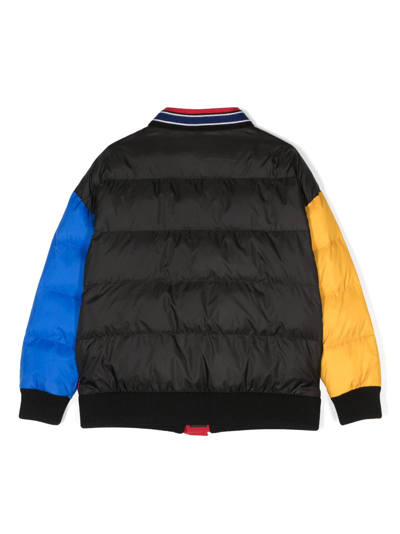 Dsquared2 Colour-block Buttoned Padded Jacket In Red