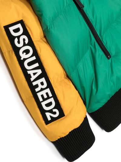 Dsquared2 Colour-block Buttoned Padded Jacket In Red
