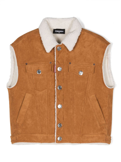 Dsquared2 D2j429u Jacket Dsquared Synthetic Sheepskin Vest In Brown