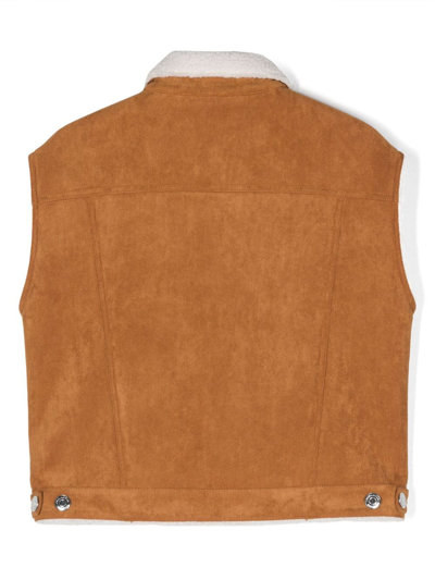 Shop Dsquared2 Faux-suede Shearling Waistcoat In Brown