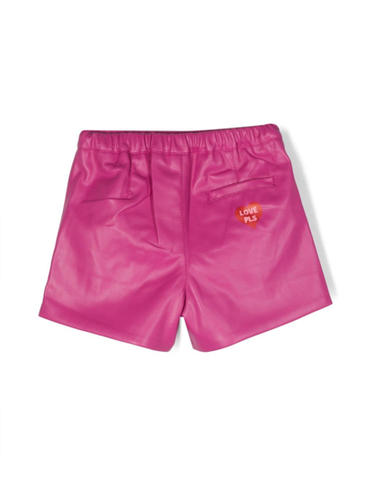 Shop Philosophy Di Lorenzo Serafini Ruffled-detail Faux-leather Shorts In Pink