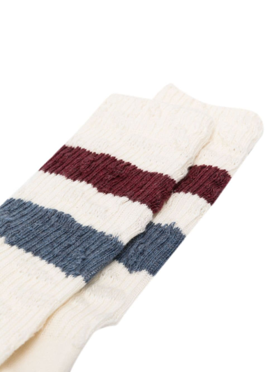 Shop Golden Goose Striped Ankle Socks In Neutrals