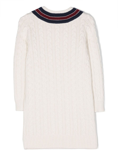 Shop Ralph Lauren Cable-knit Wool Dress In White
