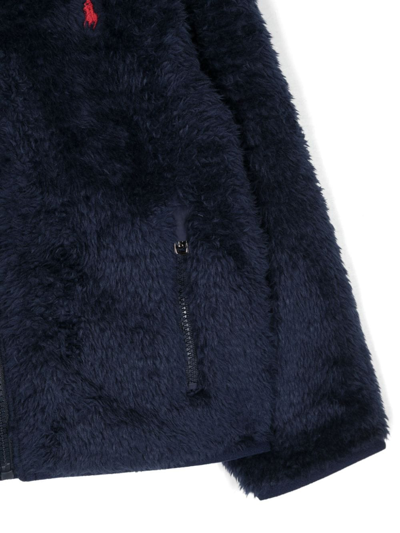Shop Ralph Lauren Polo Pony Fleece-texture Jacket In Blue