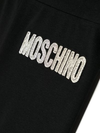 Shop Moschino Logo-embroidered Leggings In Black