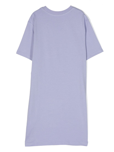 Shop Vans Floral Logo-print Cotton T-shirt Dress In Purple