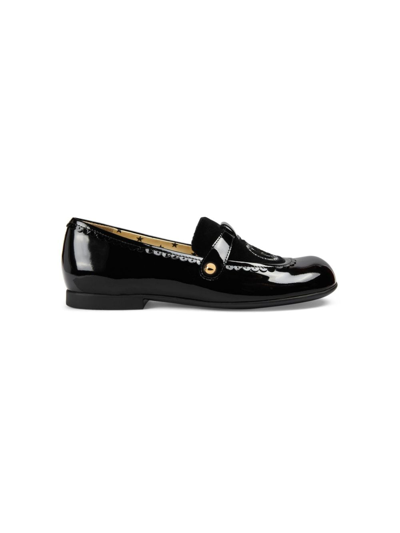 Gucci Interlocking G Leather Ballerina Shoes In Black