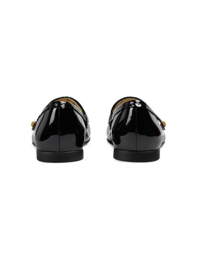 Gucci Interlocking G Leather Ballerina Shoes In Black