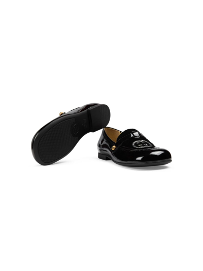 Gucci Interlocking G Leather Ballerina Shoes In Black