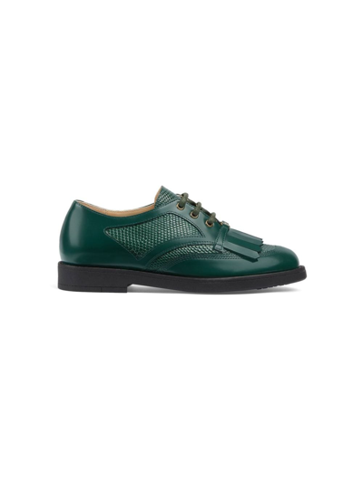 Shop Gucci Lizard-skin Effect Lace-up Shoes In Green