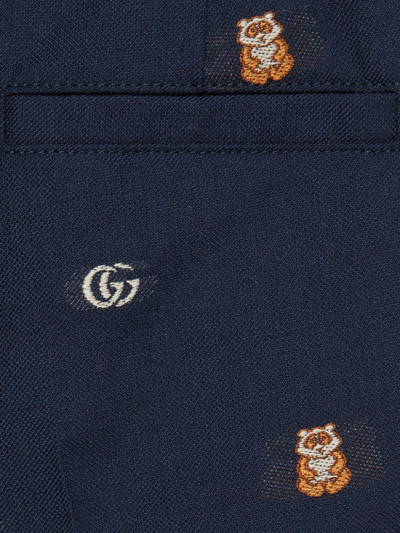Gucci Double G-logo Straight-leg Trousers In Blue