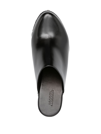 Isabel Marant 110mm Wedge-heel Leather Clogs In Black