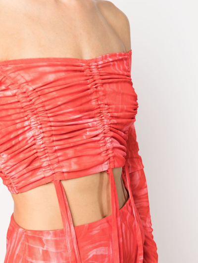 Shop Cannari Concept Plissé Cropped Top In Red