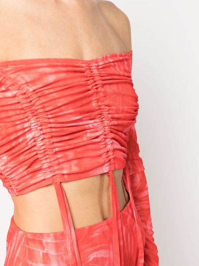 Cannari Concept Plissé Cropped Top In Red