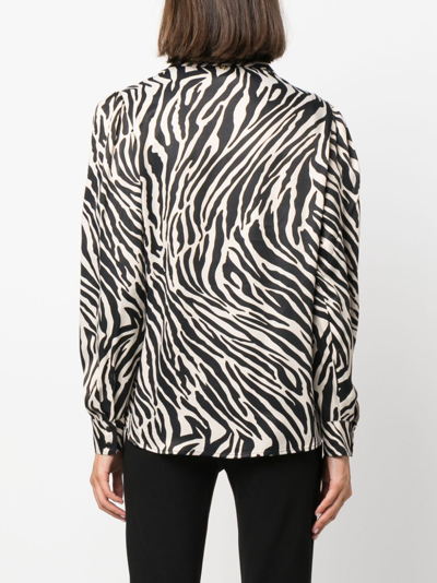 Liu •jo Zebra-print Satin Shirt In Black