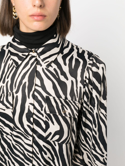 Liu •jo Zebra-print Satin Shirt In Black