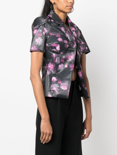 Coperni Holographic Short-sleeved Fitted Jacket In Black