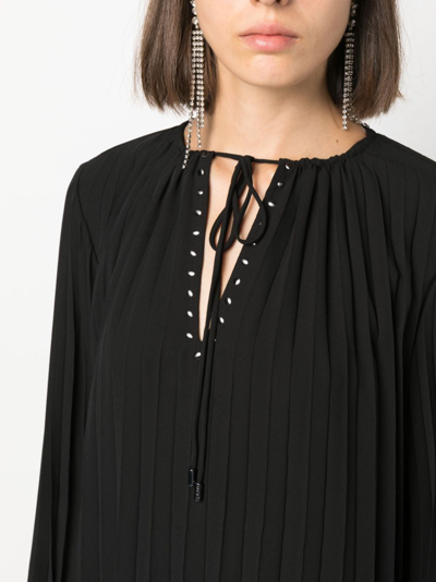 Liu •jo Tie-fastening Crepe Pleated Minidress In Black