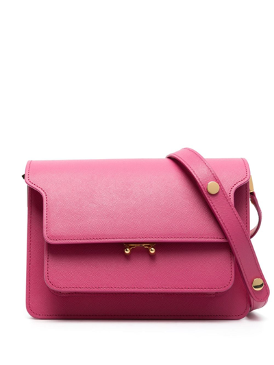 Shop Marni Trunk Leather Crossbody Bag In Pink