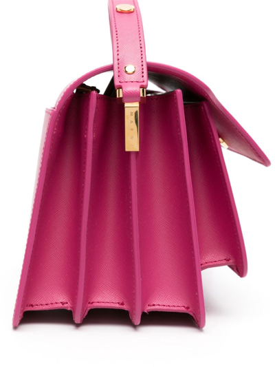 Marni Trunk Leather Crossbody Bag In Pink