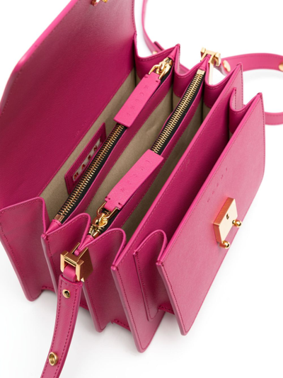Marni Trunk Leather Crossbody Bag In Pink