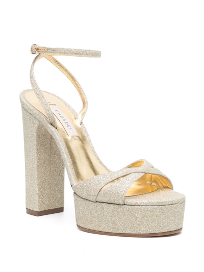 Shop Casadei Betty Citylight 130mm Platform Sandals In Gold