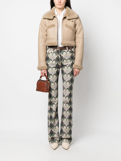 Shop Etro Paisley-print High-rise Flared Jeans In Neutrals