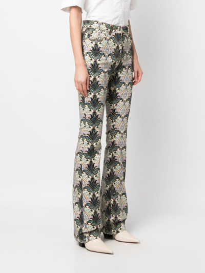 Shop Etro Paisley-print High-rise Flared Jeans In Neutrals