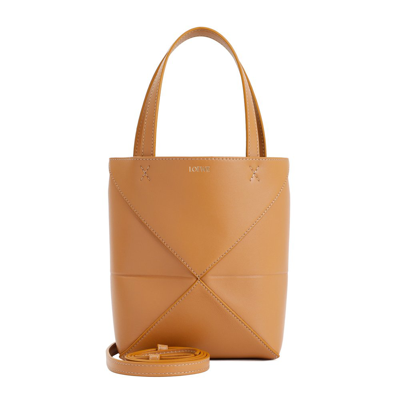 Shop Loewe Mini Puzzle Fold Tote Bag In Brown