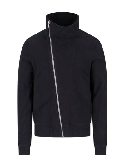 Shop Rick Owens Bauhaus Funel Neck Zipped Sweatshirt In Black