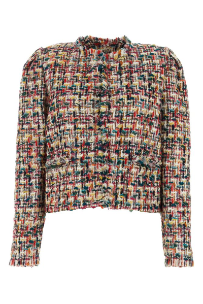 Shop Isabel Marant Frayed Tweed Jacket In Multi