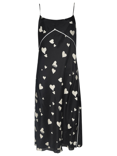 Shop Marni Heart Printed Slip Dress In Black