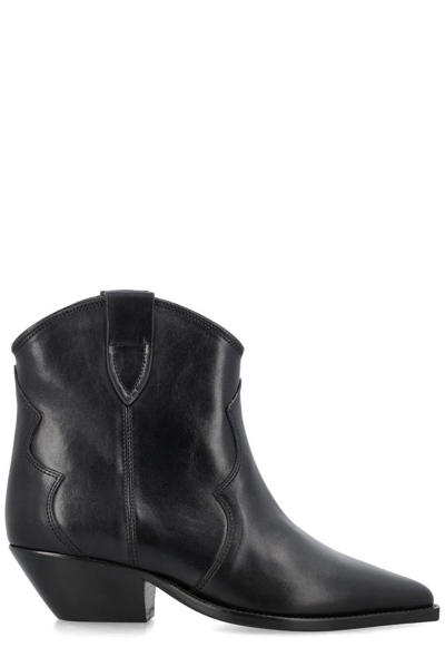Shop Isabel Marant Low Block Ankle Boots In Black
