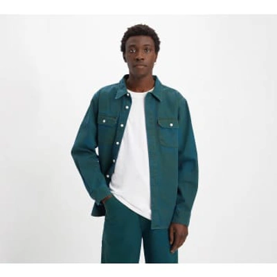 Shop Levi's Green Sheen Two Ton Blue Work Shirt Classic Worker