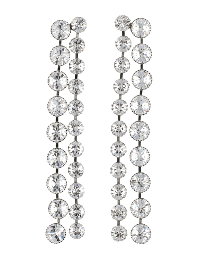 Shop Isabel Marant Crystal Fringed Long Earrings In Silver