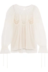 CHLOÉ Lace-trimmed cotton-voile blouse